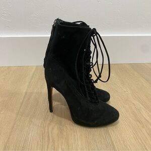 Schutz Black Suede Lace Up Ankle Booties